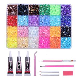 24 Color Nail Art Kit with Glitter Rhinestones, 1 Set DIY Nail Art Decoration Kit with Tools, Creative Nail Art Supplies for Home Salon Use