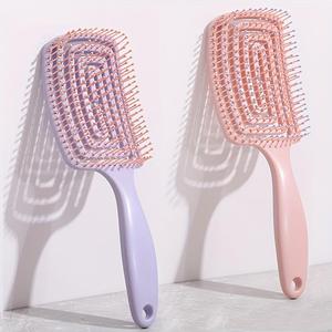 Hollow Out Detangling Hair Brush, 2 Counts Wet/Dry Use Hair Brush, Ergonomic Handle for Effortless Detangling, Heatless Styling Tools