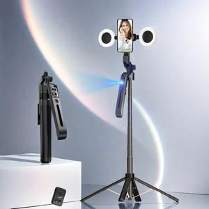 Face Recognition Tripod Stand, 70 Inch Selfie Stick with Remote Control, 360 Degree Rotating Phone Holder for Vlog Live Streaming, Smartphone Camera Accessories, Tripod Light, Smartphone Selfie Accessory