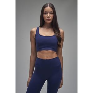 Kaiia Sculpt Square Neck Crop Top Navy