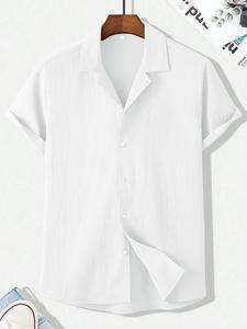 Men's Solid   Short Sleeve Shirt, Loose Casual Comfy Top for Summer, Men's Clothes for Beach Vacation Daily Wear