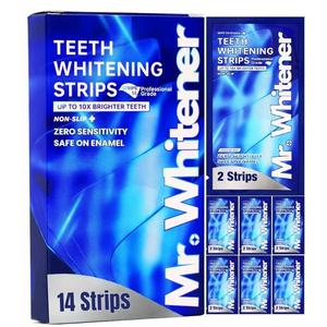 Mr Whitener Teeth Whitening Strips Non Peroxide Set of 14 Strips 7 Pack for Brighter Smile Professional Grade Non Slip Zero Sensitivity Safe on Enamel