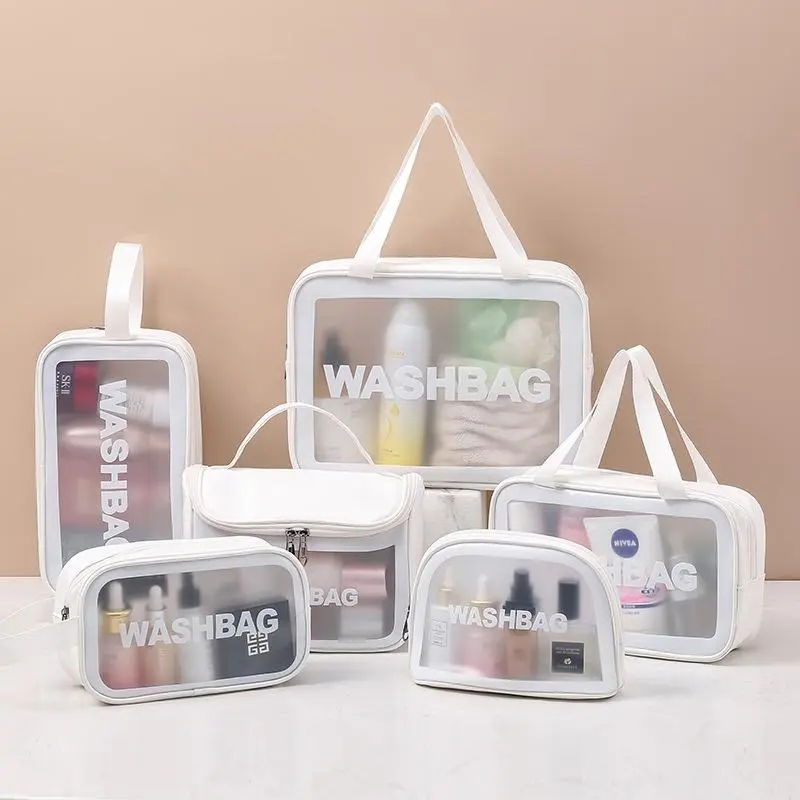 6pcs/3pcs /1pcs Transparent Wash Bag Set, Waterproof PVC Cosmetic Bag, Portable Travel Toiletry Bag,Sports and Outdoor Travel