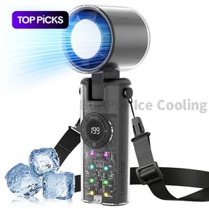 Portable Handheld Fan, Rechargeable 100-Speed Turbo Cooling Fan with Ice Cooler Function & LED Display, Portable Travel Essentials, Gift for Mom Wife