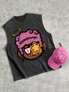 Men's Cartoon Print Tank Top, Regular Fit Casual Fashion Sleeveless Vest Top for Summer, Men's Clothes for Daily Wear, Clothing, Cotton Tanks Tops, Tanktop, Breathable Tank Top