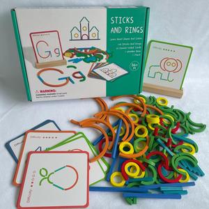 Wooden Sticks and Rings Puzzle Game, 1 Box Colorful Logic Thinking Training Educational Toy, Parent-child Interactive Game Props, Gift for Boys & Girls, Wooden Stacking Puzzle