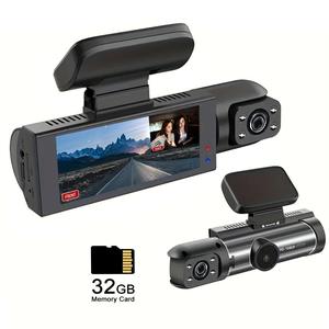 1080P Dual Recording Car Dash Camera with 32GB Card, Automotive Video Recorder with 3.16 Inch IPS Screen, Front & Inside Video Cam with IR Night Vision, Loop Recording, Automotive, Vehicle, Car Stuff, HD Dash Camera