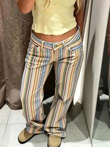 Rainbow Striped Jeans Pants Women's Pants Spring 2026 New Arrival Straight Leg Mid Waisted Trousers Ladies Fashion All-Match Streetwear Long Pants For Women Casual Fashion Pants