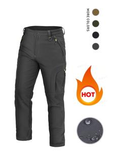 Men's Solid Pocket Zipper Waterproof Thermal Lined Pants, Casual Outdoor Pants, Regular Fit Casual Comfy Button Fly Trousers for Fall & Winter, Men's Bottoms for Daily Wear, Casual Fashionable Pocket
