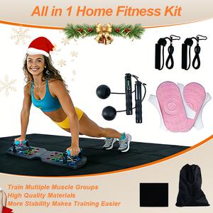 【Free Shipping Over £30】All in 1 Home Fitness Kit with Pushup Board and Resistance Bands, Counting Cordless Jump Rope, Twisting discs for Contouring- for Muscle Training and Stretching, Aerobics, Sculpting Home Exercise for Man&Women,Christmas Gift