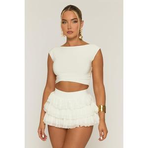Denmark Womenswear Rebellious Fashion Mesh Ruffle Mini Skort