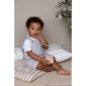 Greige Pinstripe T-Shirt & Short Dungaree