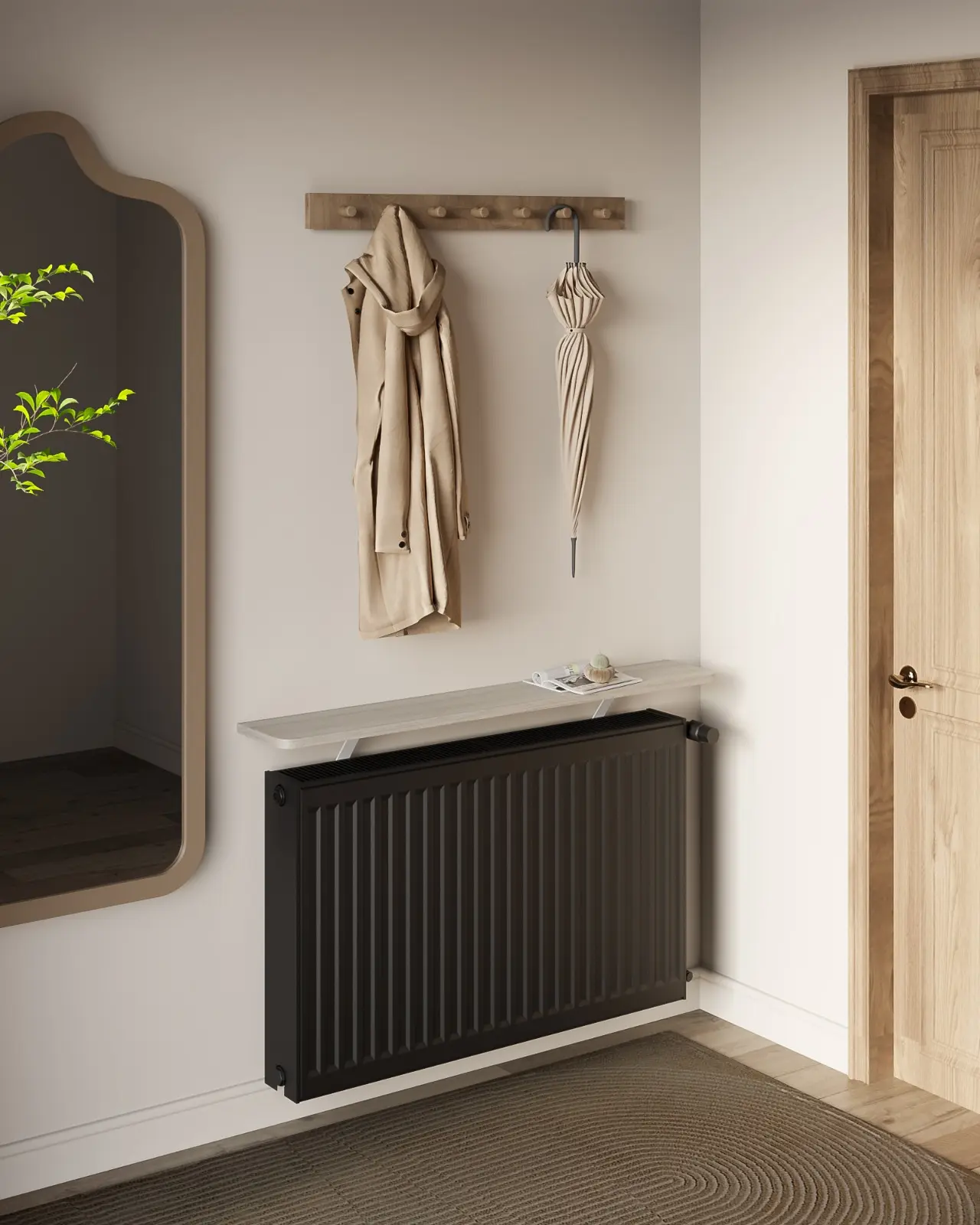 Floating Radiator Shelf Round Edge Including Brackets NO DRILLING REQUIRED