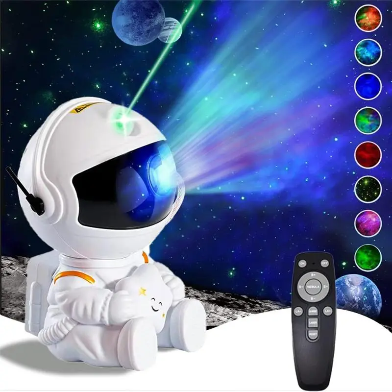 Astronaut Galaxy Star Projector - 7 Effects Night Light for Bedroom, Kids Room, Game Room, Home Theater - Remote Control and Timer - Portable and Innovative Design - Audio speakers  bluetooth astronaut  projector  light