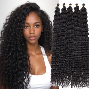 28" Long Curly Braiding Hair Water Wave Ocean Wave Crochet Hair for Black Women Deep Wave Braiding Hair for Braids hair extensions long Natural Black Blonde Ombre Burgundy