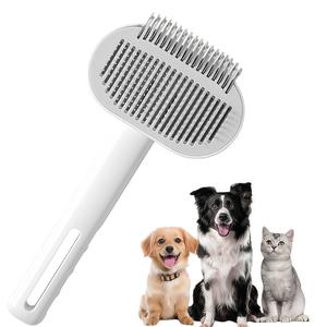 2-In-1 Self Cleaning Shedding Brush & Dematting Comb for Long Haired Cats and Dogs, Pet Grooming Tool for Removing Loose Fur & Tangles, Deshedding Brush