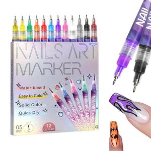 Acrylic Paint Pen for Nail Painting, 1 Box DIY Quick Drying Dot Flower Hook Pen, Daily Use Nail Art Marker Pen, Manicure Tool for Women & Girls