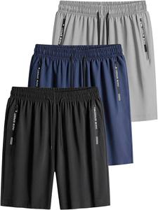 Men's 3pcs Classic Plain Zipper Pocket Drawstring Fitted Shorts, Casual Stylish Elastic Waist Bottoms for Summer, Shorts for Men, Breathable Men's Clothes for Daily Wear, Shorts for Men, Athletic Menswear, Sport Activewear, Comfortable Fabric
