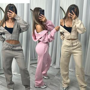 Wide leg hooded compression tracksuit