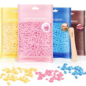 Hard Wax Beads, Hard Wax Beans 400g Hard Wax Hair Removal with 10 Pcs Wood Sticks - Painless at Home for Woman Men for Full Body Brazilian Bikini Face Legs Eyebrow
