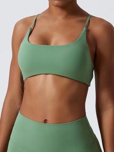 Women's Solid Criss Cross Sports Bra, Breathable Comfortable Wireless Sports Bra, Gym Clothes, Ladies Sportswear for Indoor Outdoor Wear