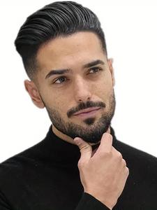 Men's 6 Inch V-shape Front Hair Toupee, Natural Looking Hand-tied Hair Topper, Invisible Hairpiece for Men Daily Use