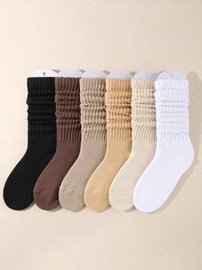 Women's Solid Crew Socks, Multi-pack Soft Comfy Breathable Mid-calf Socks for Daily Wear, Lady's Fall & Winter Socks & Hosiery, Comfort Womenswear Footwear
