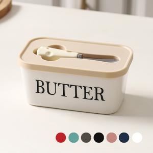 Rectangular Ceramic Butter Box Sealed Jar with Knife, Western Style Home Cheese Container, Kitchen Storage Dish, Kitchen Storage Containers
