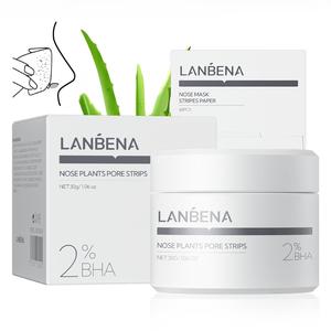 LANBENA Nose strips Pore Facial Mask Aloe & Chrysanthemum Extract, Gentle on All Skin Types - Charcoal 2% BHA Nourishing