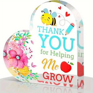 Acrylic Heart Teacher Thank You Gift, Perfect for Birthday, Gratitude, Graduation, Ideal Classroom Desk Decoration