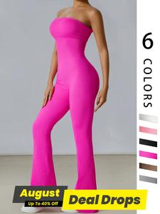 Summer Women's Solid Backless Sports Jumpsuit, Jumpsuits for Women, Casual Comfort Sporty Jumpsuits for Women, Activewear Clothing, Stretchable Activewear, Workout Jumpsuit, Workout Apparel, Athleisure Style Stylish Activewear, Yoga Jumpsuits