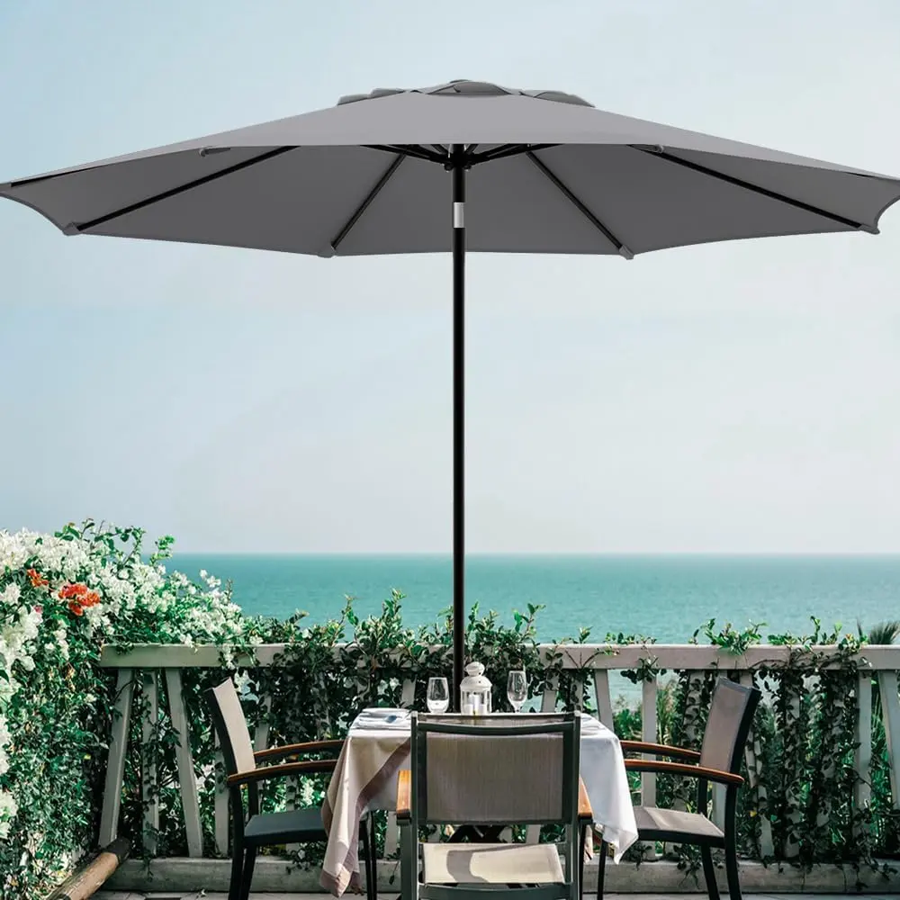 2.7m Garden Parasol Umbrella with Cover, Crank and Tilting Umbrella, Sun Shade for Outdoor, Patio, Garden, Grey