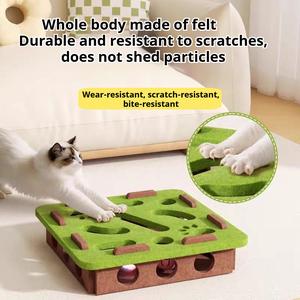 Cat Toy | Self-Play Boredom Relief Gadget, Interactive Puzzle Maze with Holes, Felt Box with Bell Balls for Kittens & Cats