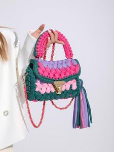 Women's Colorful Crochet Purse Crossbody Bag, Fashionable Knitted Shoulder Bag for Daily Used, Casual Trendy Versatile High-quality Daily Commuting Bag