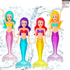 4 Counts Colorful Mermaid Dive Bath Toys, Fun Pool Swimming Games for Boys Girls Teens Adults, Perfect for Pool Parties