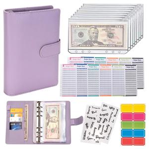 A6 Budget Binder Set, Finance Checklist Organizer, 1 Budget Planner with 2 Personality Stickers & 12pcs Budget Sheets & 8 Binder Pockets & 10pcs Multi-colored Labels, Stationery Supplies for Home School Office Dormitory, Monthly Budget Planner