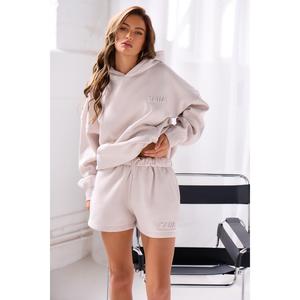 Kaiia Embossed Bubble Logo Mini Sweat Shorts Oyster