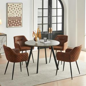 Sonara Faux Suede Upholstered Dining Chairs – Soft-Textured Finish with Armrests – Ideal for Dining Room, Kitchen, Living Room, or Office