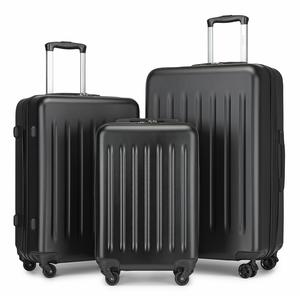 [MissLulu Bags] Box Design 28'' Large Expandable Suitcase Only, 19''/24''/28'' 3piece Set with 360 Degrees Wheels and Combination Lock - Black