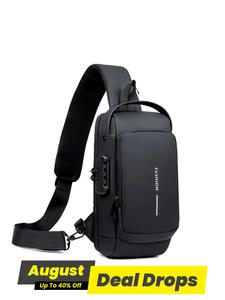 Men's Shoulder Crossbody Bag, Multi-Functional Chest Pack with Password Security, Water-Resistant, Adjustable Strap Zipper Belt Bag, Casual Daily Accessory