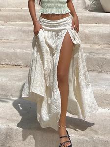 Women's Plain Split Thigh Skirt, Elegant Y2K Long Skirt for Party Holiday Vacation, Ladies Summer Clothes