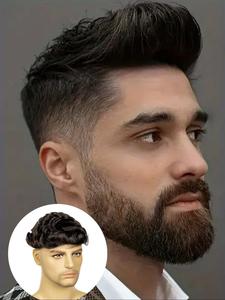Men's Hair Piece, Natural Looking Human Hair Topper, Breathable Lightweight Wig Piece for Men, Fashionable Hair Accessories for Daily Use