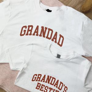 Grandad & Grandad's Bestie College Matching White/Rust T-Shirts