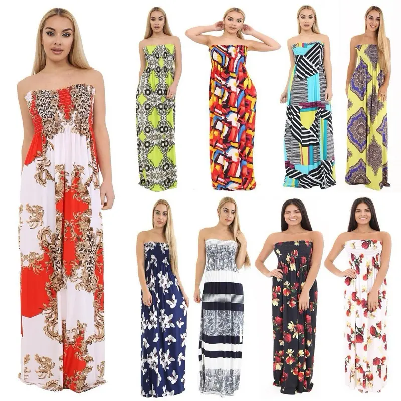 Women’s Printed Sheering Maxi Summer Dress Casual women wear UK 8-22