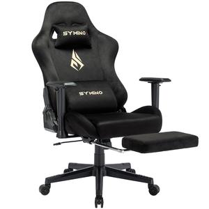 Symino Gaming Chair with Footrest - Breathable Soft-Touch Fabric, 360° Swivel, Adjustable Backrest, Rocking Function, Up to 200kg Capacity