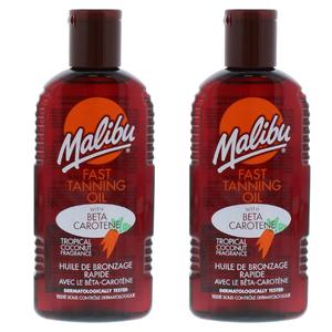 Malibu Tanning Oil 200ml – Fast Bronzing Beta Carotene Sun Tan Enhancer for All Skin Types, Water Resistant, Coconut Scent, UV Protection