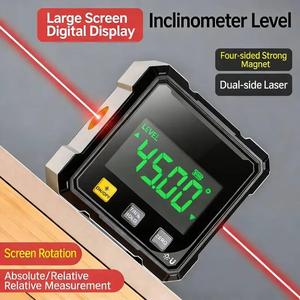 Digital Angle Gauge with Electronic Laser Level, Inclinometer, Strong Magnetic Quadrant, Woodworking Measurement Tool, Display