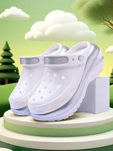 Sporty Unisex's Solid Color Hollow Out Design Clogs, Sport Breathable Comfortable Non-slip Clogs, Fashionable Shoes for Outdoor Sports, Unique Sandals, Footwear, Walking Shoes, Slipper, Casual Fashion Slippers, Round Toe Slippers