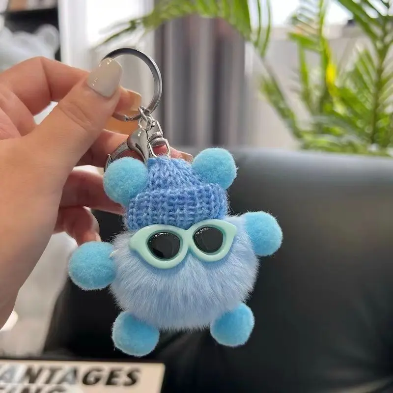 Sky blue cute plush doll keychain pendant gift