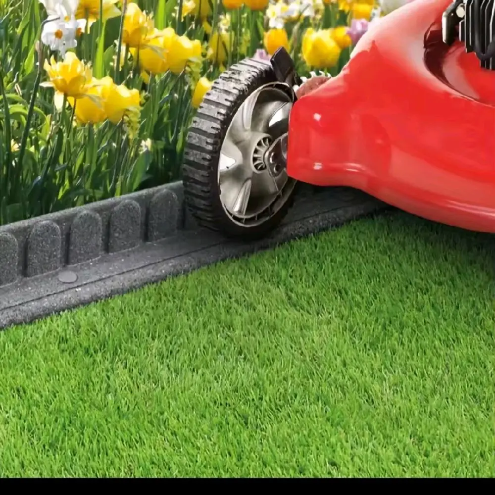 Lawnmover Garden Border - Rubber Landscape Grass Mower Edging Section - 4-ft Length